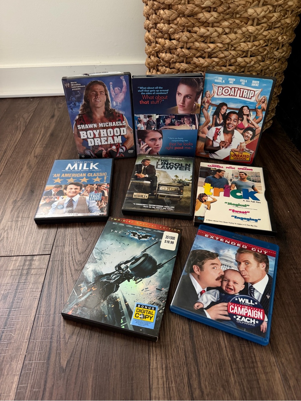 Set Of 8 DVD’s Lincoln Lawyer, Boat Trip, The Dark Knight, Milk, Campaign & More